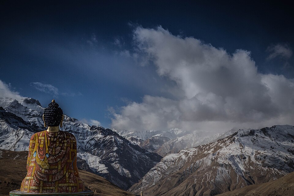 Spiti Valley road with barren mountains